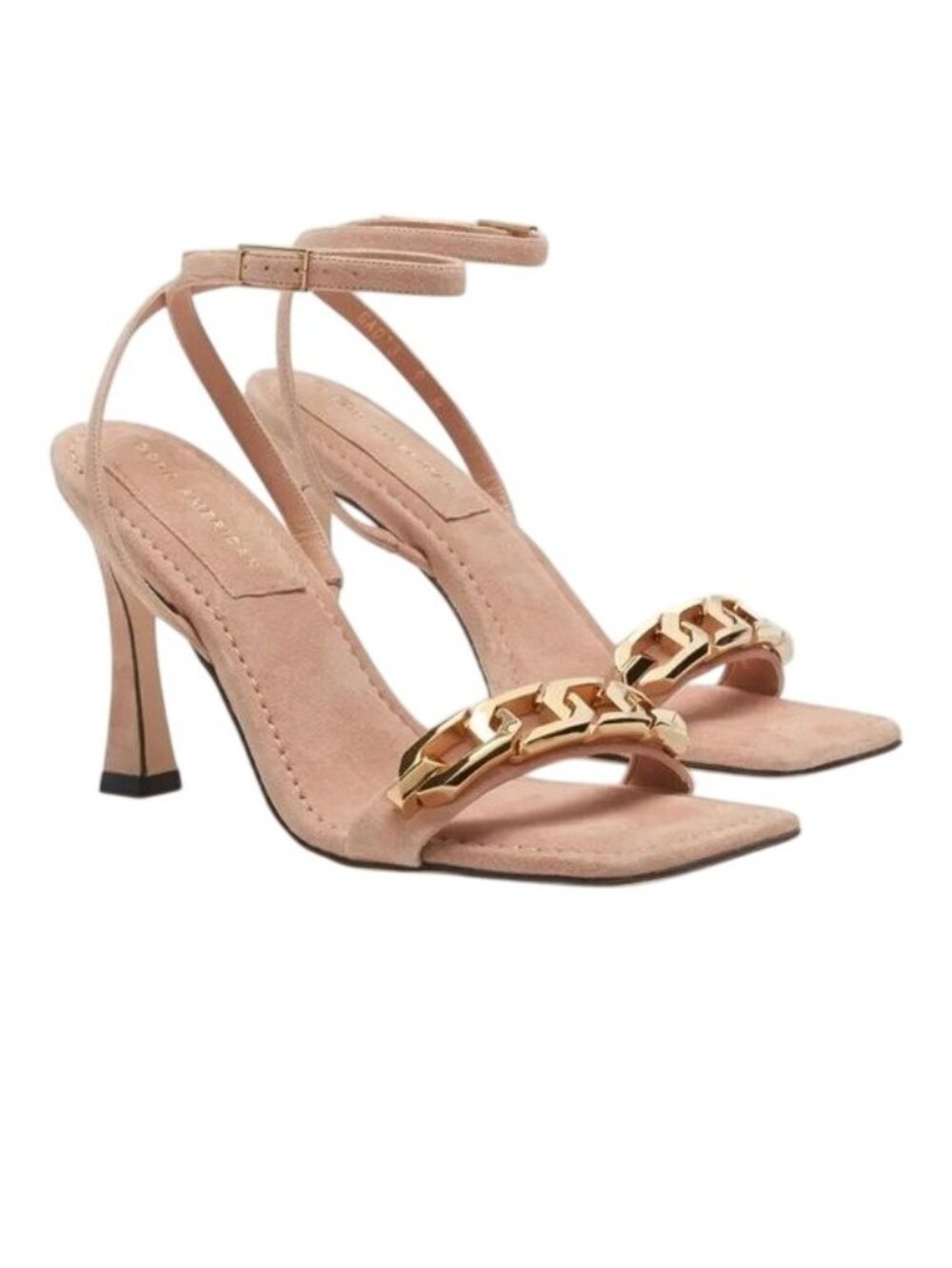 GOOD AMERICAN Beige Chain Strap Sandals Heels Size 7 NEW NWOB
